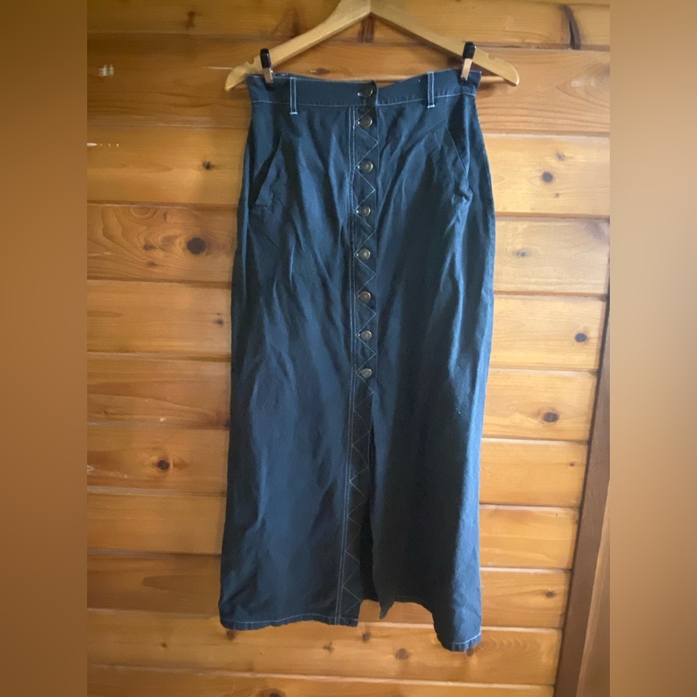 Black Maxi Hemp Harvest Button Down Skirt Size Woman’s AUS 10 - US 6